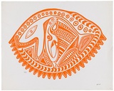 Artist: Lasisi, David. | Title: Samkuila | Date: 1976 | Technique: screenprint, printed in orange ink, from one stencil