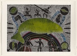 Artist: Missy, Billy. | Title: Dhangal um araik. | Date: 2000 | Technique: linocut, printed in black ink, from one block; hand coloured using a la coupe technique [wet on wet] with additional watercolour penciling