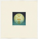 Artist: Pratt, John. | Title: not titled [globe] | Date: 1979 | Technique: etching and aquatint, printed in col0ur, from two plates