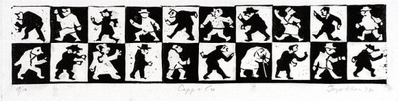 Artist: Allen, Joyce. | Title: Capp and Co. | Date: 1971 | Technique: linocut, printed in black ink, from one block