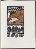 Artist: White, Robin. | Title: Not titled (Florence is ill). | Date: 1985 | Technique: woodcut, printed in black ink, from one block; hand-coloured