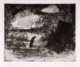 Artist: Barwell, Geoff. | Title: Nocturne. | Date: 1953 | Technique: etching, aquatint and roulette, printed in black ink, from one  plate