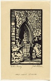 Title: Gothic doorway | Date: c.1942 | Technique: linocut, printed in black ink, from one block
