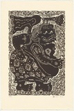 Artist: HERI DONO, | Title: Super Semar | Date: 2003, July | Technique: linocut, printed in brown ink, from one block