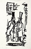 Artist: Barwell, Geoff. | Title: (Dickensian characters). | Date: (1955) | Technique: linocut, printed in black ink, from one block
