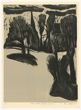 Artist: AMOR, Rick | Title: Hampstead Heath London. | Date: 1990 | Technique: woodcut, printed in black and grey ink, from two blocks