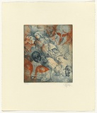 Title: Helmets and heroes | Date: 1991 | Technique: etching, printed in blue and orange ink, from one plate
