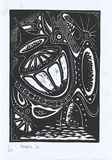 Artist: Bunam, Kona. | Title: not titled [composition with pots]. | Date: 2002 | Technique: linocut, printed in black ink, from one block