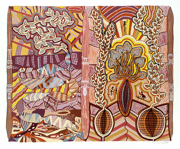 シルクスクリーン作品　直筆サインあり doris gingingara Bush Tucker Dreaming (None) by Doris Gingingara (1946–1999