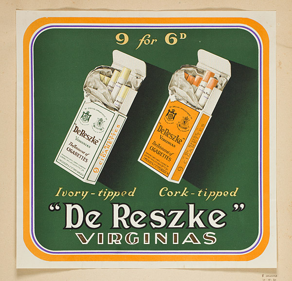 Label: De Reszke, Virginia cigarettes. (1930) by Frank Burdett (1897–1971)  · Australian Prints + Printmaking