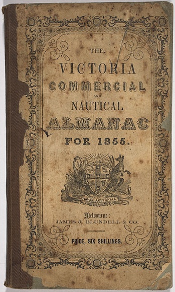 Title: b'[cover] The Victoria commercial and nautical almanac for 1855.' | Date: 1855 | Technique: b'engraving, printed in black ink, from on plate'