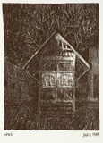 Artist: Harman, Julia. | Title: not titled [dark narrow house] | Date: 1988 | Technique: lithograph, printed in black ink, from one stone | Copyright: © Julia Harman