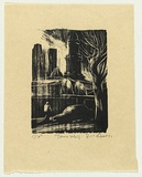 Artist: AMOR, Rick | Title: Town Hall (Collingwood). | Date: 1991 | Technique: woodcut, printed in black ink, from one block