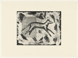 Artist: b'Daw, Robyn.' | Title: b'not titled [tiger, rectangle and grid]' | Date: 1989, November | Technique: b'etching, printed in black ink, from one plate'