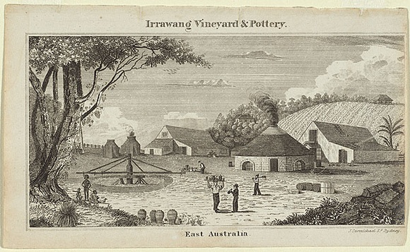 Artist: b'Carmichael, John.' | Title: b'Irrawang vineyard and pottery, East Australia.' | Date: 1838-39 | Technique: b'engraving, printed in black ink, from one copper plate'