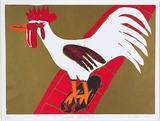 Artist: TRINIDAD, Kelli | Title: My big chook likes to skate | Date: 1994 | Technique: linocut, printed in colour, frommultiple stencils