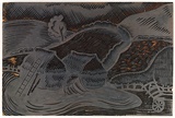 Artist: Rees, Ann Gillmore. | Title: not titled [Haystacks] | Date: c.1942 | Technique: engraved woodblock