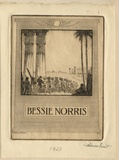 Artist: FEINT, Adrian | Title: Bookplate: Bessie Norris. | Date: 1923 | Technique: etching, printed in brown ink with plate-tone, from one plate | Copyright: Courtesy the Estate of Adrian Feint