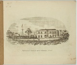 Artist: b'Nixon, F.R.' | Title: b'Government House, part of North Terrace, East view.' | Date: 1845 | Technique: b'etching, printed in black ink, from one plate'