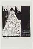 Artist: b'MADDOCK, Bea' | Title: b'Blue road with a tower' | Date: 1964 | Technique: b'woodcut, printed in black ink, from two pine blocks'