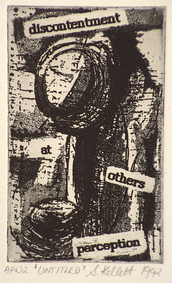 Artist: b'Kellet, Sarah.' | Title: b'Untitled' | Date: 1992, June | Technique: b'aquatint, printed in black ink, from one plate'