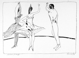 Artist: Connor, Kevin. | Title: not titled [Man and two women dancing]. | Date: 1970 | Technique: screenprints, printed in black ink, from one screen