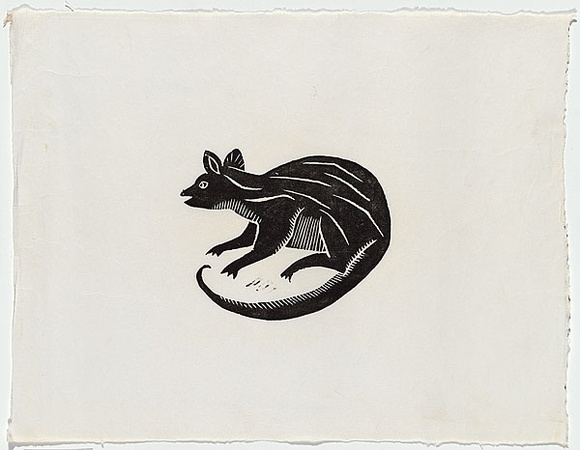 Artist: b'Artist unknown' | Title: b'Possum' | Date: 1970s | Technique: b'woodcut, printed in black ink, from one block'