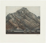 Artist: b'SCHMEISSER, Jorg' | Title: b'Mountain near Zulidok' | Date: 1985 | Technique: b'softground-etching and aquatint, printed in colour, from two plates' | Copyright: b'\xc2\xa9 J\xc3\xb6rg Schmeisser'
