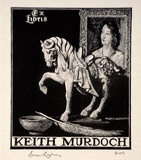 Artist: b'LINDSAY, Lionel' | Title: b'Book plate: Keith Murdoch' | Date: 1943 | Technique: b'wood-engraving, printed in black ink, from one block' | Copyright: b'Courtesy of the National Library of Australia'