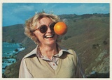 Artist: WICKS, Arthur | Title: Postcard: Ineke and Orange | Date: 1981 | Technique: offset-lithograph, printed in colour, from multiple plates