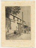 Artist: b'LINDSAY, Lionel' | Title: b'Royal Hotel stables, Windsor, NSW' | Date: 1919 | Technique: b'etching, printed in black ink with plate-tone, from one plate' | Copyright: b'Courtesy of the National Library of Australia'