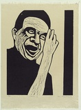 Artist: b'MADDOCK, Bea' | Title: b'Male II' | Date: 1968 | Technique: b'woodcut, printed in black ink, from one masonite block'
