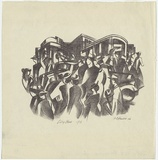 Artist: b'Hinder, Frank.' | Title: b'City street' | Date: 1946 | Technique: b'lithograph, printed in black ink, from one stone'