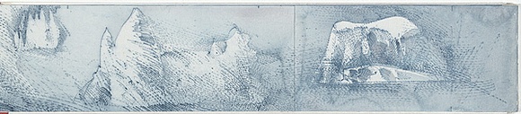 Artist: b'SCHMEISSER, Jorg' | Title: b'My first little book from the voyage to the ice on the Aurora Australis.' | Date: 1999 | Technique: b'engraving, printed in blue ink, from multiple polycarbonate sheets;  watercolour, gouache and pencil' | Copyright: b'\xc2\xa9 J\xc3\xb6rg Schmeisser'