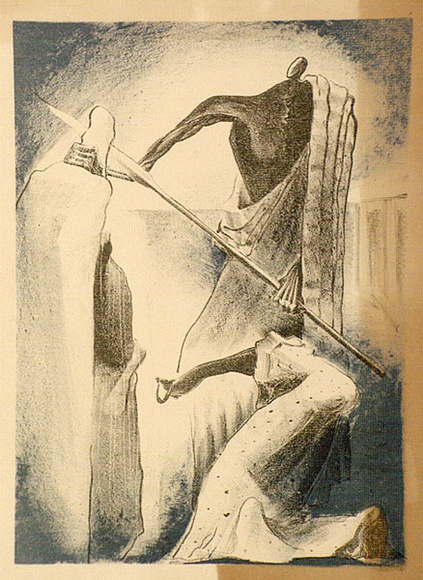 Artist: b'Graham, Geoffrey.' | Title: b'Three figures' | Date: 1938 | Technique: b'offset-lithograph, printed in colour, from multiple stones [or plates]'