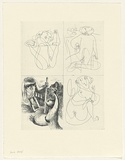 Artist: SHEAD, Garry | Title: not titled [four drawings of figures] | Date: c.1998 | Technique: drypoint, printed in black ink, from one plate | Copyright: © Garry Shead