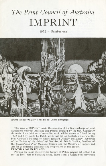 Artist: b'PRINT COUNCIL OF AUSTRALIA' | Title: b'Periodical | Imprint. Melbourne: Print Council of Australia, vol. 07, no. 1,  1972' | Date: 1972