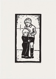 Artist: b'Rooney, Robert.' | Title: b'Brothers, Gippsland 1956 - 2001' | Date: 1956 | Technique: b'linocut, printed in black ink, from one block' | Copyright: b'Courtesy of Tolarno Galleries'