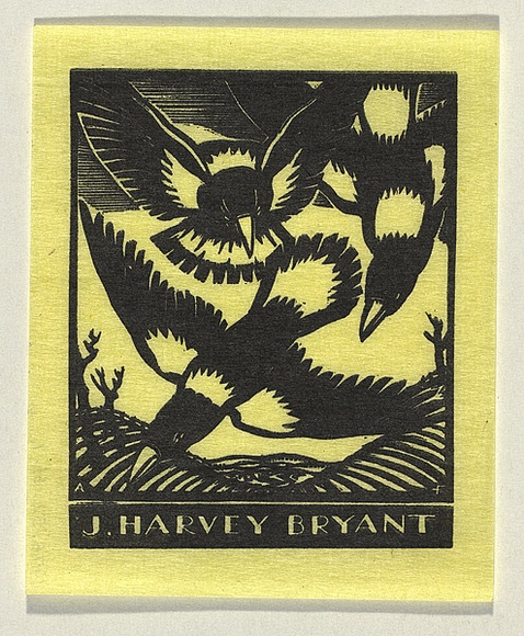 Artist: FEINT, Adrian | Title: Bookplate: J. Harvey Bryant. | Date: (1933) | Technique: wood-engraving, printed in black ink, from one block | Copyright: Courtesy the Estate of Adrian Feint