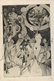 Artist: b'SHOMALY, Alberr' | Title: b'Man and universe' | Date: 1968 | Technique: b'engraving, printed in black ink, from one copper plate; additions in pencil and black ink'