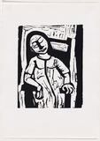 Artist: b'LAWTON, Tina' | Title: b'Number 2' | Date: 1962 | Technique: b'linocut, printed in black ink, from one block'