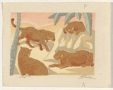 Artist: b'Priestley, F.' | Title: b'Leopards' | Date: (1938) | Technique: b'linocut, printed in colour, from seven blocks'