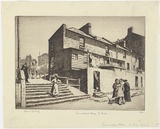 Artist: b'LINDSAY, Lionel' | Title: b'Cumberland Place, The Rocks' | Date: 1931 | Technique: b'etching, aquatint, printed in brown ink, with plate-tone, from one plate' | Copyright: b'Courtesy of the National Library of Australia'