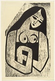 Artist: HANRAHAN, Barbara | Title: Sorrowing woman | Date: 1960 | Technique: woodcut, printed in colour, from one block