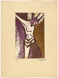 Title: not titled [Christ on the cross] | Date: 1950s-60s | Technique: linocut, printed in colour, from multiple blocks