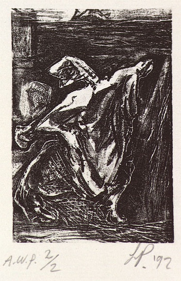 Artist: b'Palethorpe, Jan' | Title: b'not titled [twisted figure 1st state]' | Date: 2000, February | Technique: b'etching, printed in black ink, from one plate'