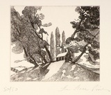 Artist: FEINT, Adrian | Title: The three pines. | Date: c.1925 | Technique: etching, printed in black ink, from one plate | Copyright: Courtesy the Estate of Adrian Feint