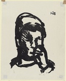 Artist: MADDOCK, Bea | Title: Self portrait | Date: January 1963 | Technique: lithograph worked in touche, printed in black ink by hand-burnishing, from one stone