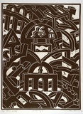 Artist: b'Komis, Van.' | Title: b'Gateway I' | Date: 1989 | Technique: b'linocut, printed in black ink, from one block'