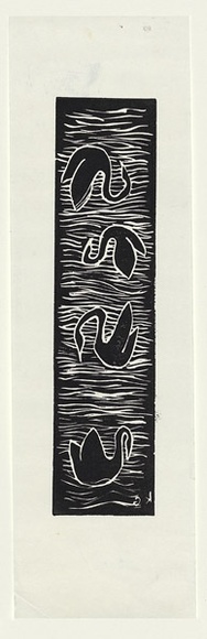 Artist: b'Giles (Kurwingie), Kerry.' | Title: b'not titled [black swans]' | Date: 1990s | Technique: b'linocut, printed in black ink, from one block'